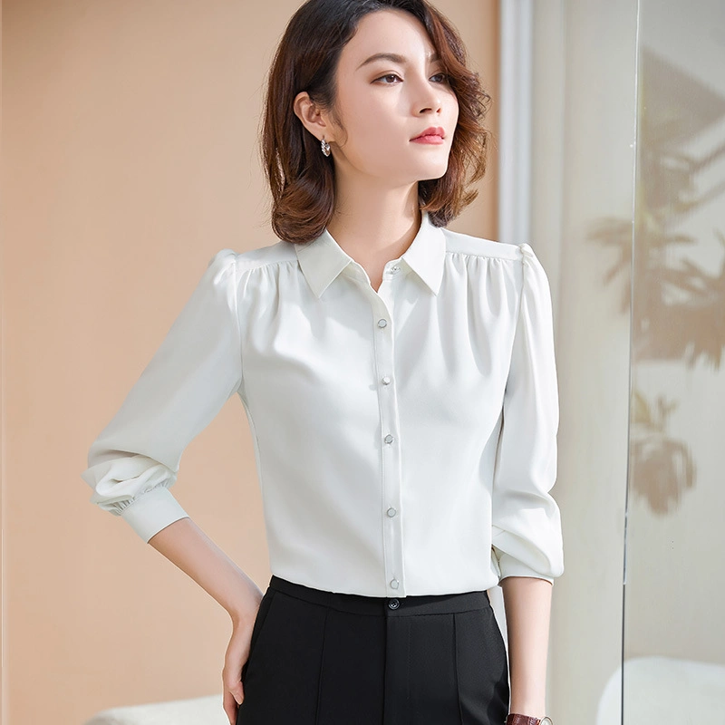 New Pure-Color Temperament Commuter Shirt Women Business Shirt