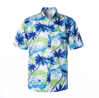 Camicia elegante in poliestere personalizzata Camicia elegante in cotone con stampa digitale a sublimazione Camicie hawaiane da uomo
